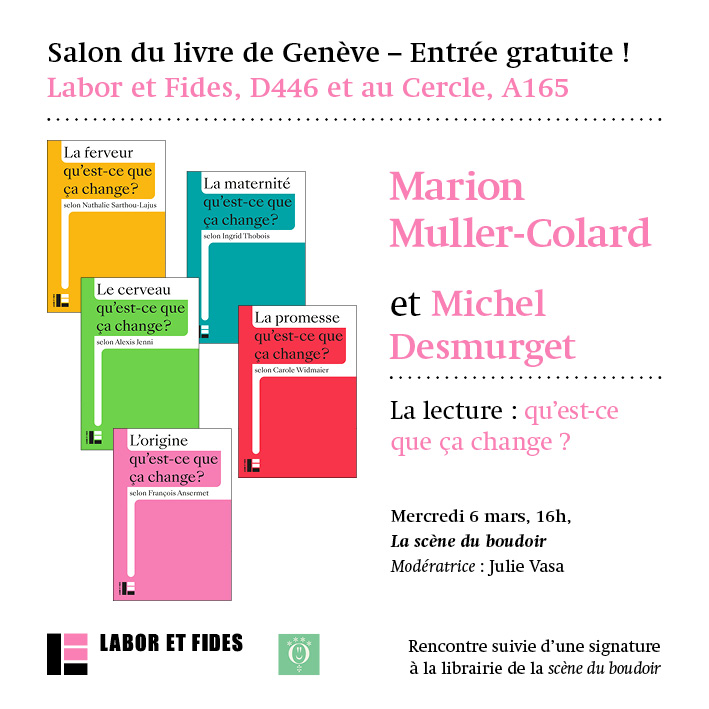 Présentation de la collection Qu'est-ce que ça change par Marion Muller-Colard au Salon du livre de Genève 2024